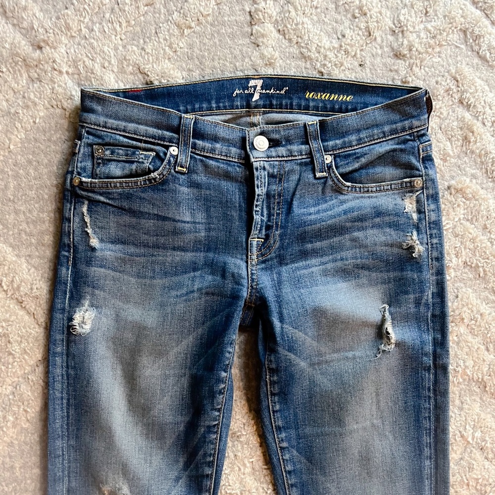 7FAM Roxanne Distressed Straight Leg Jeans 26 - Picture 2 of 7